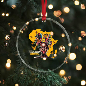 Education Is Freedom Crystal Glass Ornament Black Teacher Books Black History Month TS02 Print Your Wear