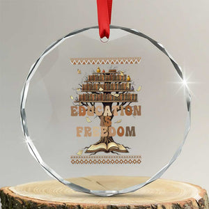 Education Is Freedom Teacher Gift Crystal Glass Ornament Inspirational Africa Map Book Stack TS12 Transparent Glass 3'' Circle Print Your Wear