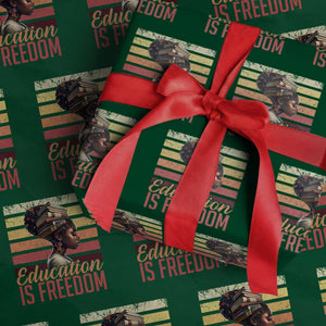 Education Is Freedom Wrapping Paper Roll Retro Black History Month Teacher TS11 Green Print Your Wear