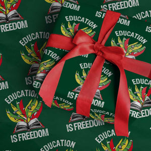 Education Is Freedom Wrapping Paper Roll Teaching Black History Month Books TS02 Green Print Your Wear