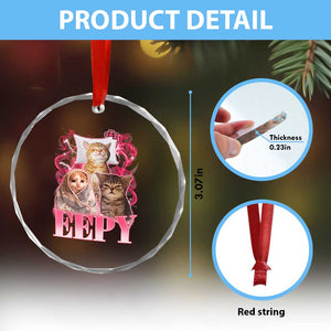 Eepy Sleepy Cats Y2K Bootleg Meme Graphic Crystal Glass Ornament Funny Internet Culture Humor