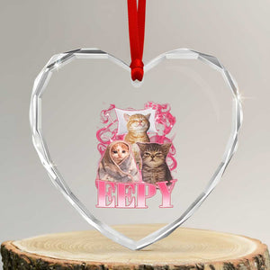 Eepy Sleepy Cats Y2K Bootleg Meme Graphic Heart Crystal Glass Ornament Funny Internet Culture Humor