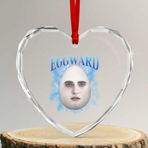 Eggward Heart Crystal Glass Ornament Funny Unhinged Meme Gen Z Humor Bootleg Graphic TS10 Transparent Glass 3'' Heart Print Your Wear