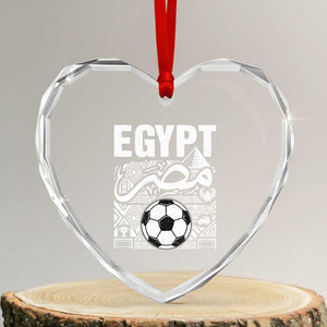 Egypt Soccer Misr Pride Arabic Calligraphy Heart Crystal Glass Ornament Egyptian Football Fans Ancient Pyramid Heritage Graphic TS02 Transparent Glass 3'' Heart Print Your Wear