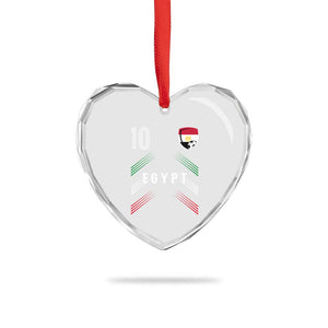 Egypt Soccer Sports Graphic Number 10 Jersey Style Heart Crystal Glass Ornament Proud Egyptian Football Fans Game Day Pride