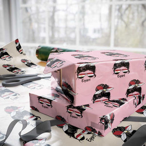 Egyptian Flag Messy Bun Girl Wrapping Paper Roll Patriotic Egypt Women TS02 Light Pink Print Your Wear
