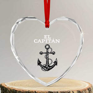 El Capitan Boating Captain Heart Crystal Glass Ornament Funny Boat Sailing Vintage Anchor TS11 Transparent Glass 3'' Heart Print Your Wear