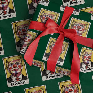 El Pendejo Clown Portrait Satire Wrapping Paper Roll Bold Political Humor Vintage Caricature TS02 Green Print Your Wear