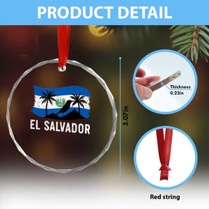 El Salvador Flag Crystal Glass Ornament Salvadoran Pride Torogoz Bird Palm Tree Volcano TS10 Print Your Wear