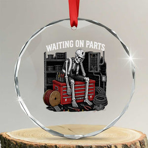 Electrician Skeleton Crystal Glass Ornament Waiting On Parts Funny Graphic