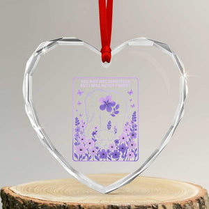 Elephant Alzheimers Purple Floral Support Heart Crystal Glass Ornament You May Not Remember But I Will Never Forget