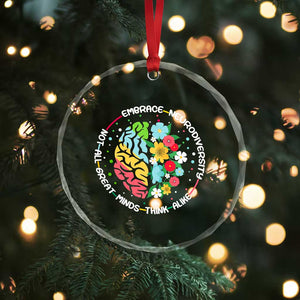 Embrace Neurodiversity Crystal Glass Ornament Neurodiverse Brain Autism Awareness ADHD Autistic TS02 Print Your Wear