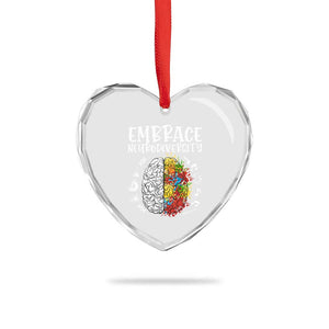 Embrace Neurodiversity Heart Crystal Glass Ornament Autism Awareness ASD ADHD Acceptance TS02 Print Your Wear