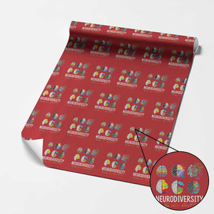 Embrace Neurodiversity Wrapping Paper Roll We All Think Differently TS02 Red Print Your Wear