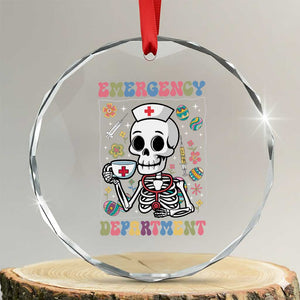 Emergency Department Skeleton Nurse Easter Crystal Glass Ornament ER Nursing Room TS02 Transparent Glass 3'' Circle Print Your Wear