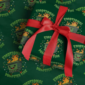 Emotional Dumpster Fire Wrapping Paper Roll Funny Mental Health Retro Groovy TS02 Green Print Your Wear