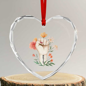 Empowered Women Heart Crystal Glass Ornament Resist Raised Fist Retro Boho TS02 Transparent Glass 3'' Heart Print Your Wear