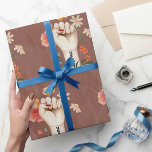 Empowered Women Wrapping Paper Roll Resist Raised Fist Retro Boho TS02 Mocha Print Your Wear