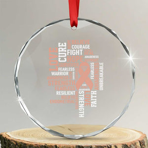 Endometrial Cancer Awareness Crystal Glass Ornament Warrior Survivor Peach Ribbon