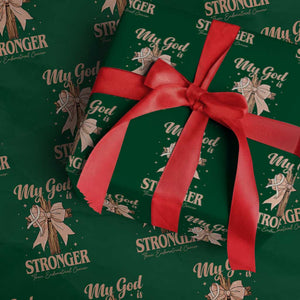 Endometrial Cancer Faith Peach Ribbon Wrapping Paper Roll My God Is Stronger Than Endometrial Cancer