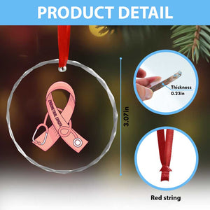 Endometrial Cancer Healthcare Warrior Crystal Glass Ornament Peach Stethoscope Nurse