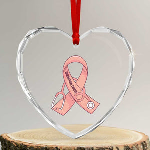 Endometrial Cancer Healthcare Warrior Heart Crystal Glass Ornament Peach Stethoscope Nurse