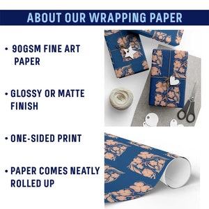 Endometrial Cancer Support Squad Floral Gift Wrapping Paper Roll In September We Wear Peach