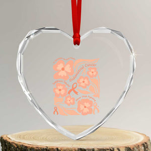 Endometrial Cancer Support Squad Floral Gift Heart Crystal Glass Ornament In September We Wear Peach