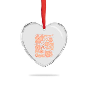 Endometrial Cancer Support Squad Floral Gift Heart Crystal Glass Ornament In September We Wear Peach