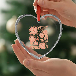 Endometrial Cancer Support Squad Floral Gift Heart Crystal Glass Ornament In September We Wear Peach