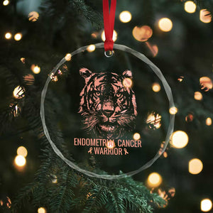 Endometrial Cancer Warrior Tiger Crystal Glass Ornament Strength Courage Hope