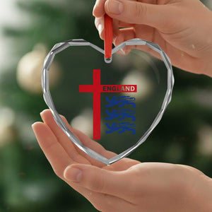 England Football St George Cross Three Lions Emblem Heart Crystal Glass Ornament