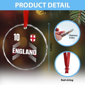 England Soccer Sports Graphic Number 10 Jersey Style Crystal Glass Ornament Proud St George Cross Football Fans Game Day Pride