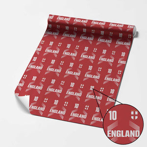 England Soccer Sports Graphic Number 10 Jersey Style Wrapping Paper Roll Proud St George Cross Football Fans Game Day Pride TS02 Red Print Your Wear
