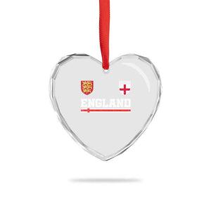 England Three Lions Symbol Red Cross Athletic Jersey Style Heart Crystal Glass Ornament