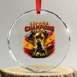 Espana Champions 2026 Crystal Glass Ornament Spain Football Fan Spanish Bull Graphic TS11 Transparent Glass 3'' Circle Print Your Wear