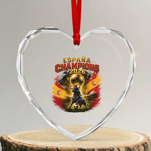 Espana Champions 2026 Heart Crystal Glass Ornament Spain Football Fan Spanish Bull Graphic TS11 Transparent Glass 3'' Heart Print Your Wear