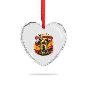 Espana Champions 2026 Heart Crystal Glass Ornament Spain Football Fan Spanish Bull Graphic TS11 Print Your Wear