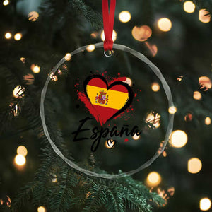 Espana Heart Spanish Flag Patriotic Spain Pride Crystal Glass Ornament