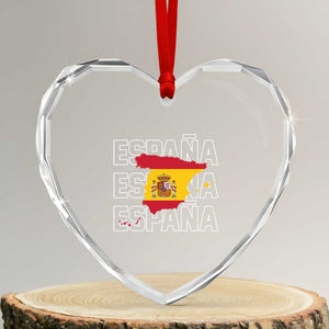 Espana Spain Map Pride Spanish Flag Heart Crystal Glass Ornament TS14 Transparent Glass 3'' Heart Print Your Wear