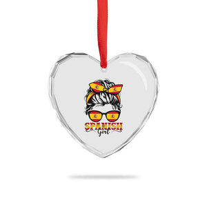 Espana Spain Messy Bun Girl Spanish Flag Heart Crystal Glass Ornament TS14 Print Your Wear