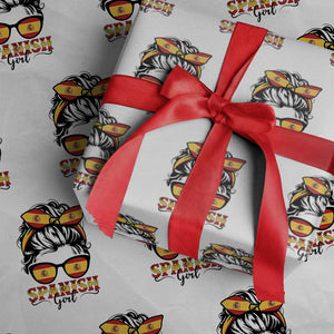 Espana Spain Messy Bun Girl Spanish Flag Wrapping Paper Roll TS14 White Print Your Wear