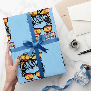 Espana Spain Messy Bun Girl Spanish Flag Wrapping Paper Roll TS14 Light Blue Print Your Wear