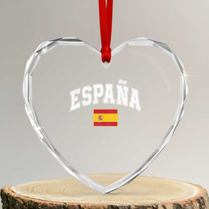 España Vintage Spanish Flag Pride Graphic Heart Crystal Glass Ornament