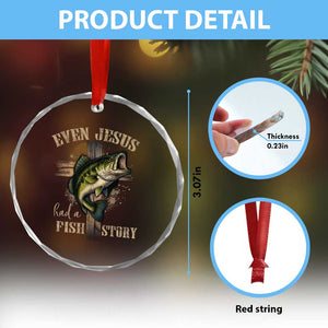 Even Jesus Had A Fish Story Crystal Glass Ornament Funny Fishermen Christian Cross TS11 Print Your Wear