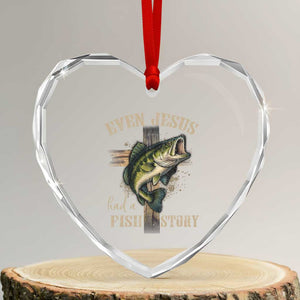 Even Jesus Had A Fish Story Heart Crystal Glass Ornament Funny Fishermen Christian Cross TS11 Transparent Glass 3'' Heart Print Your Wear