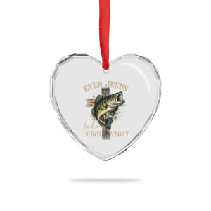 Even Jesus Had A Fish Story Heart Crystal Glass Ornament Funny Fishermen Christian Cross TS11 Print Your Wear