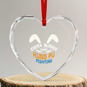 Every Bunny Was Kung Fu Fighting Heart Crystal Glass Ornament Funny Easter Vintage Rabbit Face TS10 Transparent Glass 3'' Heart Print Your Wear