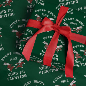 Every Bunny Was Kung Fu Fighting Wrapping Paper Roll Funny Cool Easter Graphic TS10 Green Print Your Wear