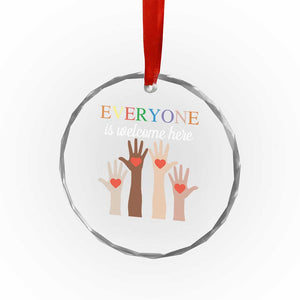 Everyone Is Welcome Here Crystal Glass Ornament Equality Fist Hands Hearts TS02 Print Your Wear